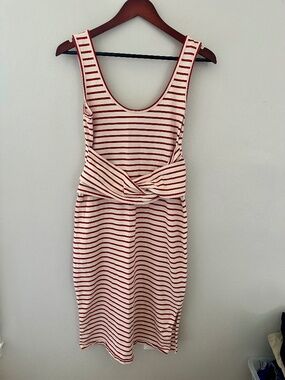 Maeve T-Shirt Midi Red Striped Dress Size Small 4th of July, Summer Party